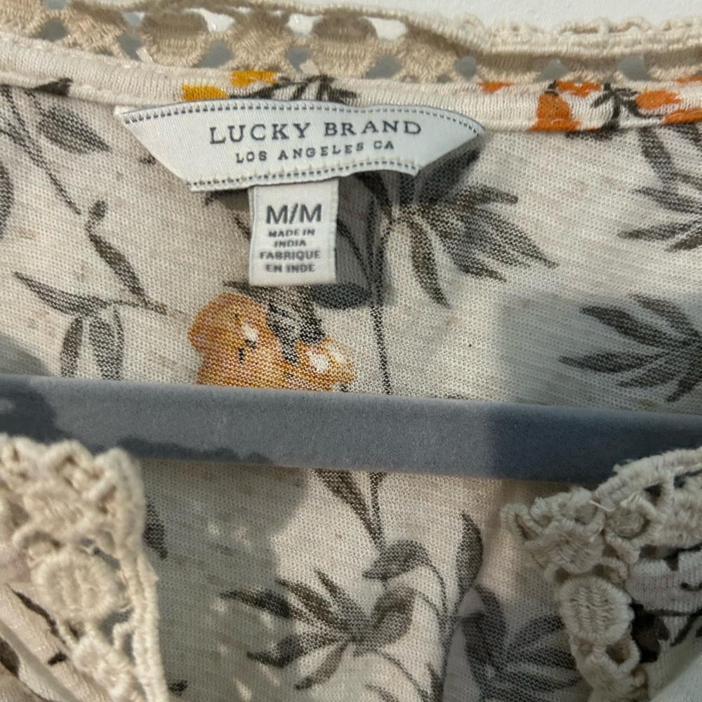 Lucky Brand Cream and Orange Floral Blouse